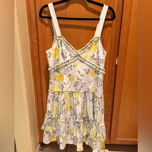 Cinq à Sept Floral mini dress with Ruffle Details sz 8